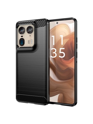 Мек удароустойчив гръб с текстура на карбонови влакна за Motorola Edge 50 Ultra - черен