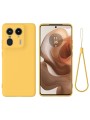 Предпазен удароустойчив силиконов гръб с каишка за Motorola Edge 50 Ultra - жълт