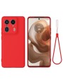 Предпазен удароустойчив силиконов гръб с каишка за Motorola Edge 50 Ultra - червен