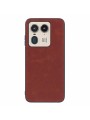 Устойчив на надраскване предпазен гръб от еко кожа за Motorola Edge 50 Ultra - кафяв