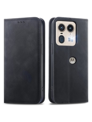 Калъф от еко кожа тип портмоне за Motorola Edge 50 Ultra - черен