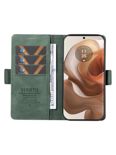 Калъф от еко кожа тип портмоне за Motorola Edge 50 Ultra - зелен