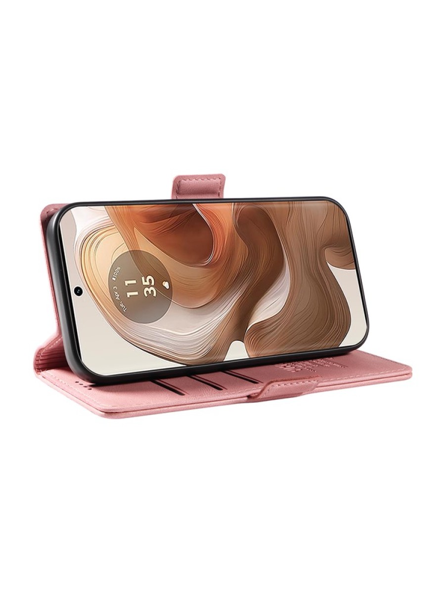 Калъф от еко кожа тип портмоне за Motorola Edge 50 Ultra - розов