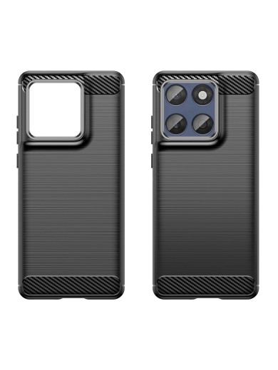 Мек удароустойчив гръб с текстура на карбонови влакна за Motorola Edge 60 - черен