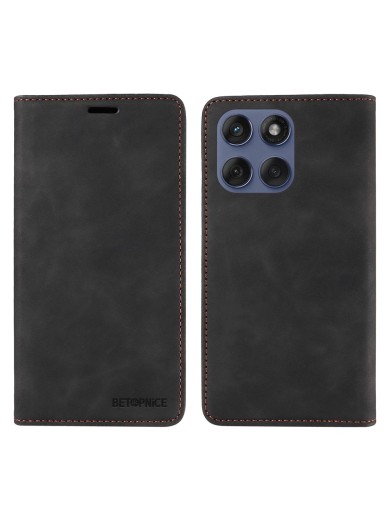 Калъф от еко кожа тип портмоне с RFID  блокираща технология за Motorola Edge 60 - черен