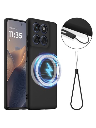 Предпазен удароустойчив силиконов гръб с каишка за Motorola Edge 70 - черен Предпазен удароустойчив силиконов гръб с каишка за Motorola Edge 70 - черен
