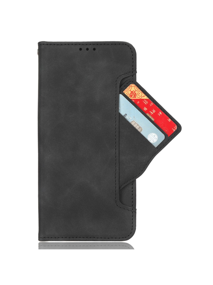Калъф от еко кожа тип портмоне за Motorola Edge 70 - черен