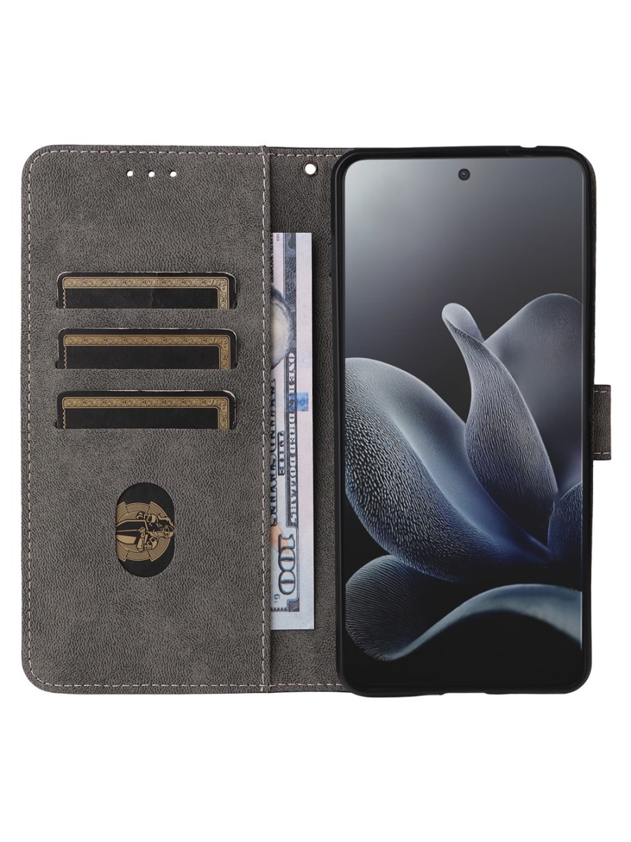 Калъф от еко кожа тип портмоне с RFID блокиране за Motorola Edge 70 - черен