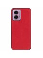 Устойчив на надраскване предпазен гръб от еко кожа за Motorola Moto E14 - червен