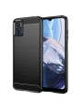 Мек предпазен гръб с текстура на карбонови влакна за Motorola Moto E22i - черен