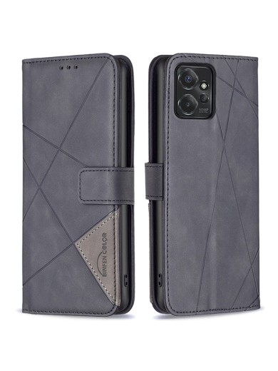Калъф от еко кожа тип портмоне с геометрични линии за Motorola Moto G Power (2024) - черен Калъф от еко кожа тип портмоне с геометрични линии за Motorola Moto G Power (2024) - черен