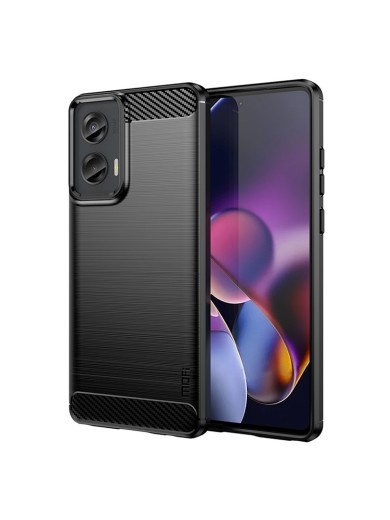 Мек предпазен гръб с текстура на карбонови влакна за Motorola Moto G Stylus 5G (2024) - черен
