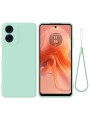 Предпазен удароустойчив силиконов гръб с каишка за Motorola Moto G04 - зелен