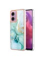 Предпазен удароустойчив гръб с мраморни шарки за Motorola Moto G04 - зелен