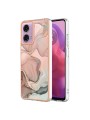 Предпазен удароустойчив гръб с мраморни шарки за Motorola Moto G04 - розов