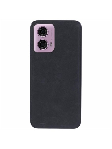 Устойчив на надраскване предпазен гръб от еко кожа за Motorola Moto G04 - черен Устойчив на надраскване предпазен гръб от еко кожа за Motorola Moto G04 - черен