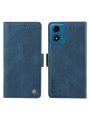 Калъф от еко кожа тип портмоне за Motorola Moto G04 - син