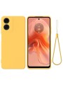 Предпазен удароустойчив силиконов гръб с каишка за Motorola Moto G04s - жълт