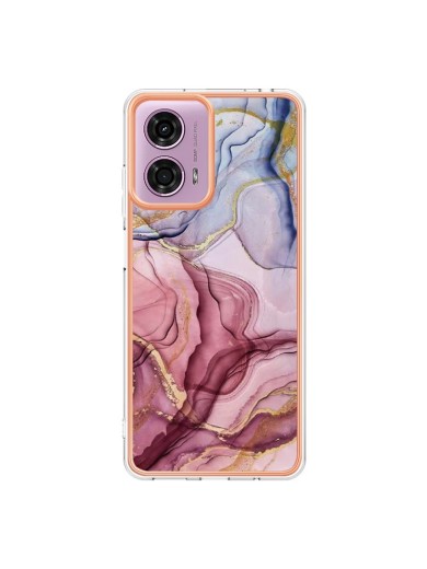 Предпазен удароустойчив гръб с мраморни шарки за Motorola Moto G04s - розов