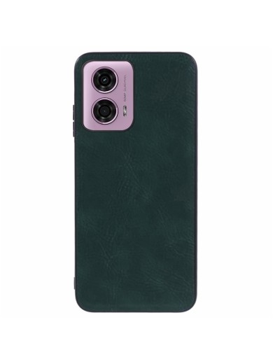 Устойчив на надраскване предпазен гръб от еко кожа за Motorola Moto G04s - зелен
