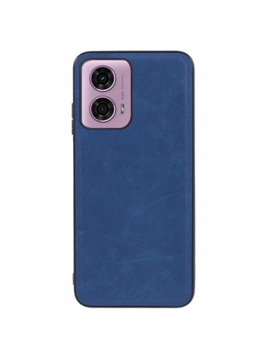 Устойчив на надраскване предпазен гръб от еко кожа за Motorola Moto G04s - син