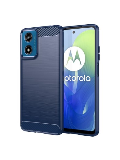 Мек устойчив на надраскване гръб с текстура на карбонови влакна за Motorola Moto G04s - син