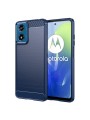 Мек устойчив на надраскване гръб с текстура на карбонови влакна за Motorola Moto G04s - син
