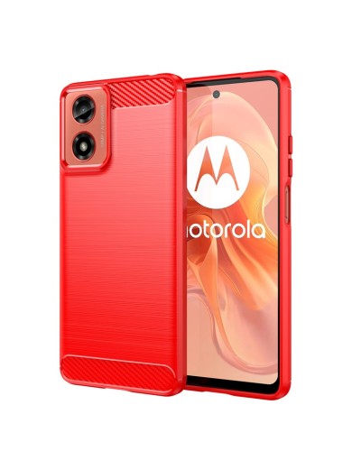 Мек устойчив на надраскване гръб с текстура на карбонови влакна за Motorola Moto G04s - червен