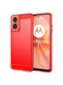 Мек устойчив на надраскване гръб с текстура на карбонови влакна за Motorola Moto G04s - червен
