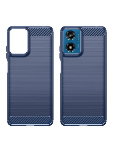 Мек устойчив на надраскване гръб с текстура на карбонови влакна за Motorola Moto G04s - син