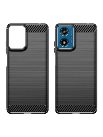 Мек устойчив на надраскване гръб с текстура на карбонови влакна за Motorola Moto G04s - черен
