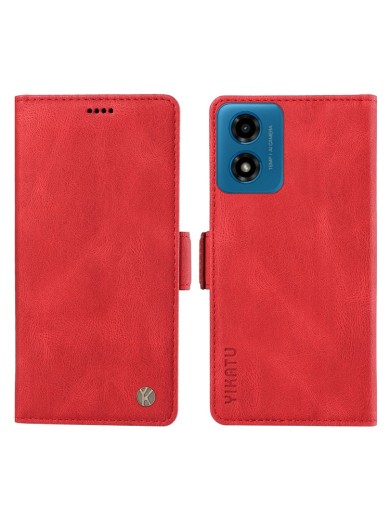 Калъф от еко кожа тип портмоне за Motorola Moto G04s - червен