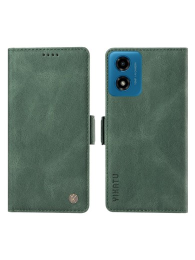 Калъф от еко кожа тип портмоне за Motorola Moto G04s - зелен