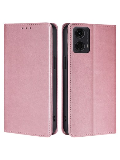 Калъф от еко кожа тип портмоне за Motorola Moto G04s - розов