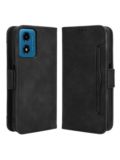 Калъф от еко кожа тип портмоне за Motorola Moto G04s - черен