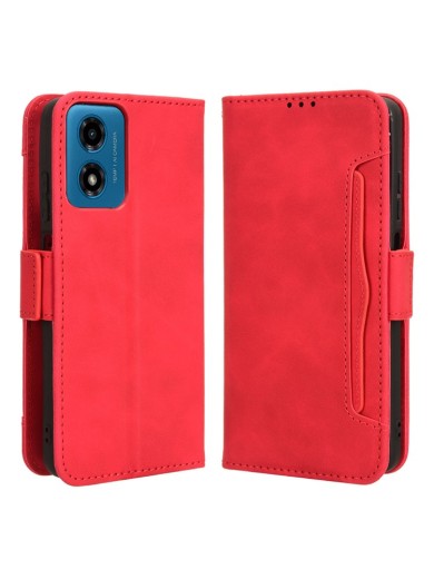Калъф от еко кожа тип портмоне за Motorola Moto G04s - червен