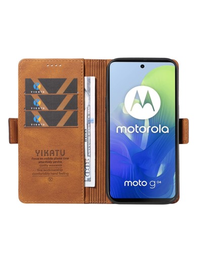 Калъф от еко кожа тип портмоне за Motorola Moto G04s - кафяв