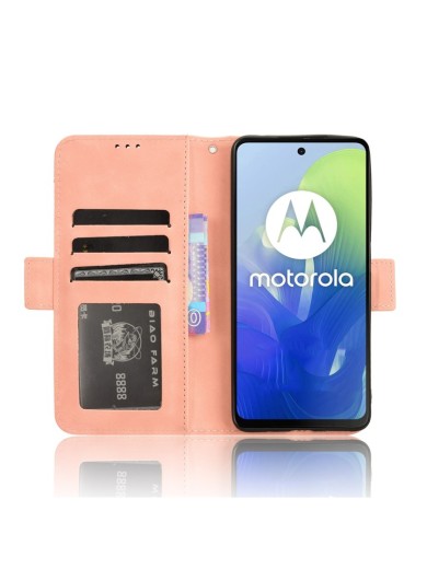 Калъф от еко кожа тип портмоне за Motorola Moto G04s - розов
