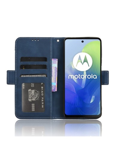 Калъф от еко кожа тип портмоне за Motorola Moto G04s - син