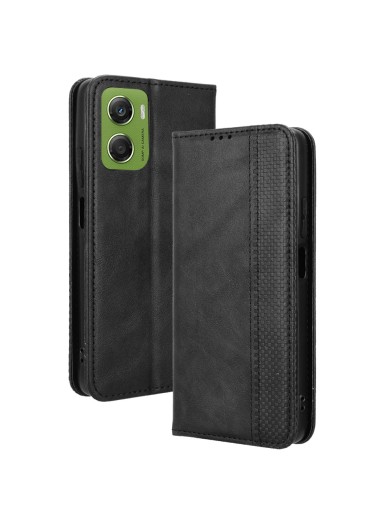 Калъф от еко кожа с ретро текстура тип портмоне за Motorola Moto G06 - черен Калъф от еко кожа с ретро текстура тип портмоне за Motorola Moto G06 - черен