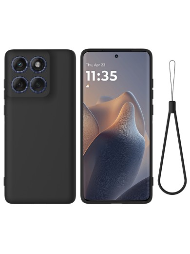 Предпазен устойчив на надраскване силиконов гръб с каишка за Motorola Moto G100s - черен