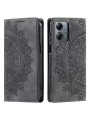 Калъф от еко кожа тип портмоне с шарки за Motorola Moto G14 - сив