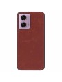 Устойчив на надраскване предпазен гръб от еко кожа за Motorola Moto G24 - кафяв