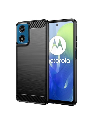 Мек устойчив на надраскване гръб с текстура на карбонови влакна за Motorola Moto G24 - черен