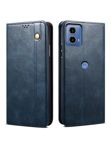 Калъф от еко кожа тип портмоне за Motorola Moto G24 Power - син