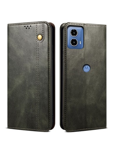 Калъф от еко кожа тип портмоне за Motorola Moto G24 Power - зелен
