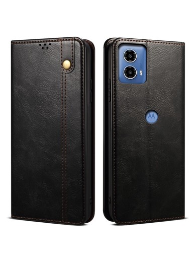 Калъф от еко кожа тип портмоне за Motorola Moto G24 Power - черен