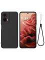 Предпазен удароустойчив силиконов гръб с каишка за Motorola Moto G35 - черен