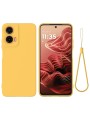 Предпазен удароустойчив силиконов гръб с каишка за Motorola Moto G35 - жълт
