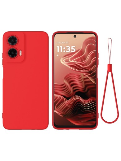 Предпазен удароустойчив силиконов гръб с каишка за Motorola Moto G35 - червен Предпазен удароустойчив силиконов гръб с каишка за Motorola Moto G35 - червен